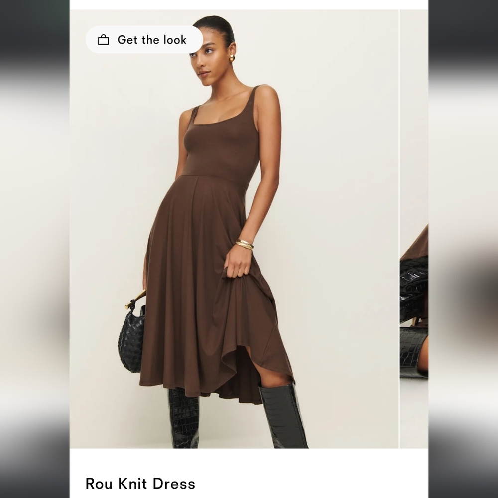 Reformation Rou Knit Dress — Brown Women's Midi Dress